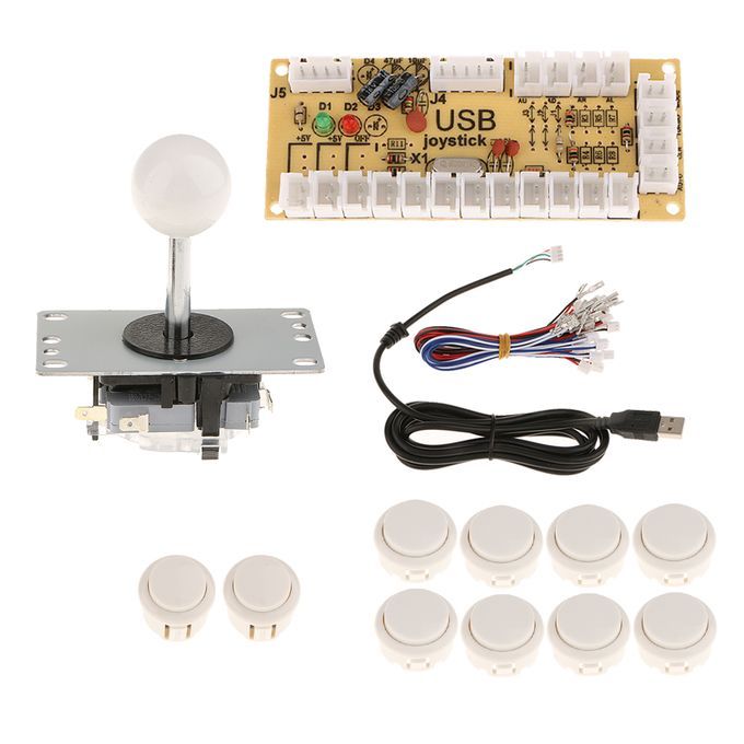 Arcade DIY Kits USB  With PC Joystick 5 Pin  10 Push White