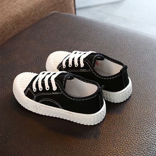 Children's Canvas Sneakers Baby Little Girls' Low-top Casual Shoes Black
