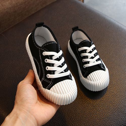 Children's Canvas Sneakers Baby Little Girls' Low-top Casual Shoes Black