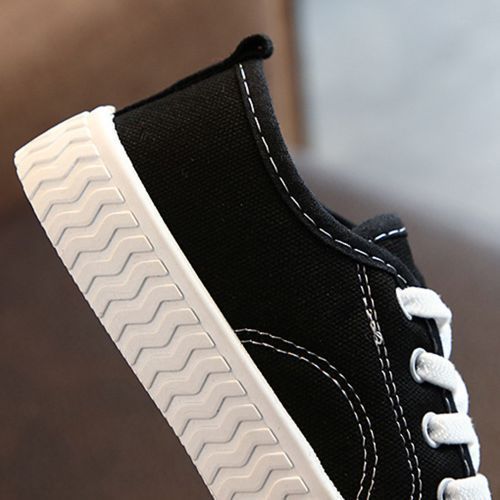 Children's Canvas Sneakers Baby Little Girls' Low-top Casual Shoes Black