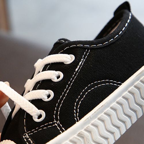 Children's Canvas Sneakers Baby Little Girls' Low-top Casual Shoes Black