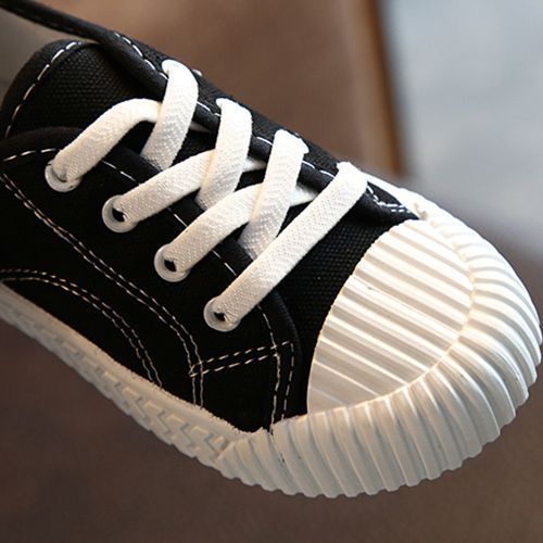 Children's Canvas Sneakers Baby Little Girls' Low-top Casual Shoes Black