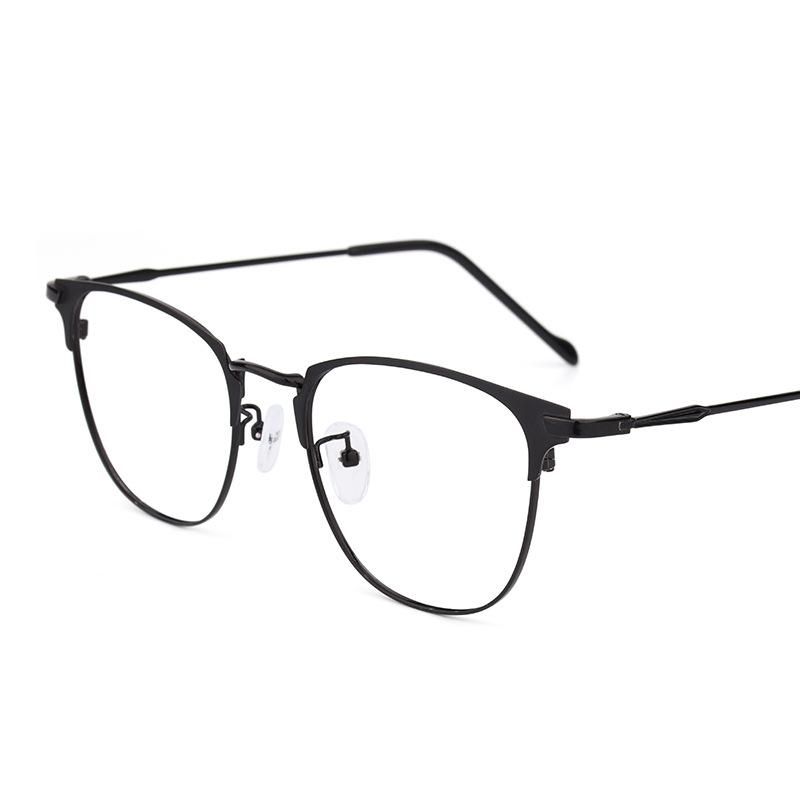 Fashion business myopia glasses frame male retro metal glasses frame men's glasses trend anti-blue light flat mirror black frame anti blue light lens