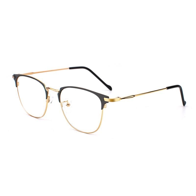 Fashion business myopia glasses frame male retro metal glasses frame men's glasses trend anti-blue light flat mirror black frame anti blue light lens
