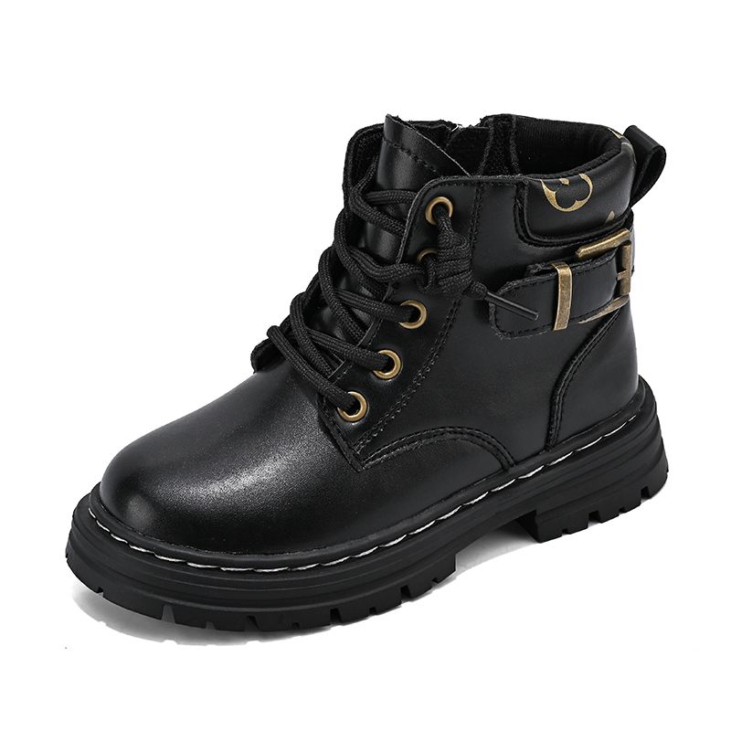 British Style Casual Trend Martin Shoes For Boys And Girls-Black