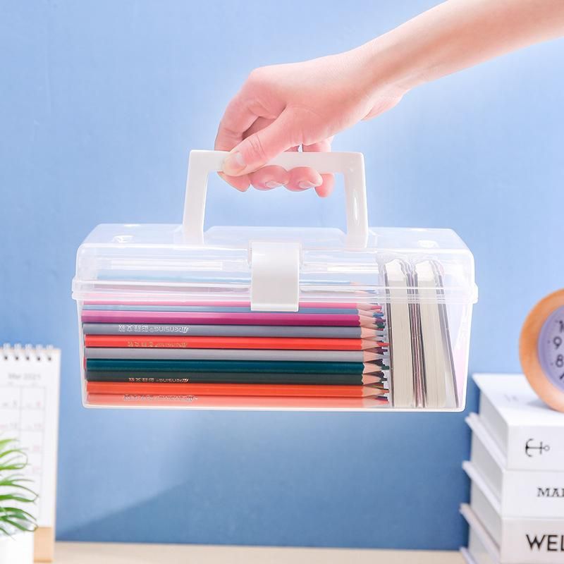 Children's Student Pen Holder Desktop Storage Box Pencil Watercolor Pen Marker Pen Color Lead Crayon Sketch Bag Portable Finishing