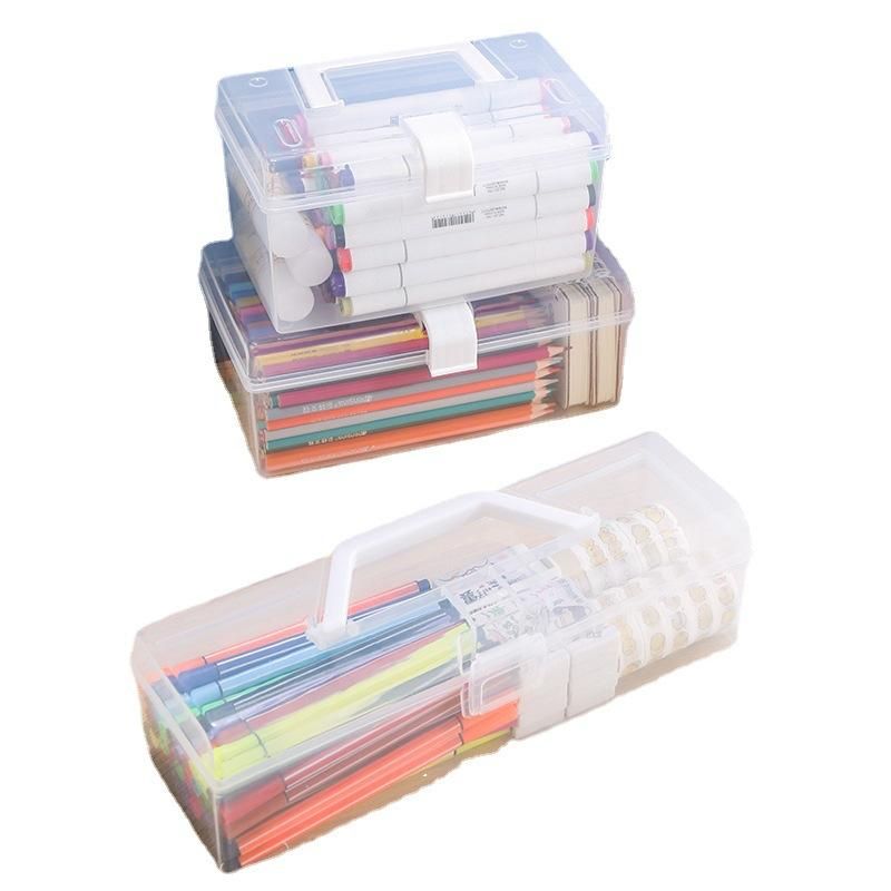 Children's Student Pen Holder Desktop Storage Box Pencil Watercolor Pen Marker Pen Color Lead Crayon Sketch Bag Portable Finishing
