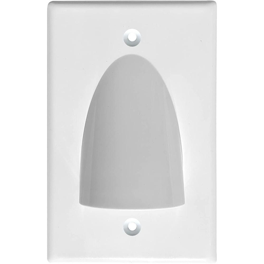 Single Gang Bundled Cable Wall Plate 1-Gang Recessed Low Voltage Cable Plate with Mounting Bracket (2-Pack, White)