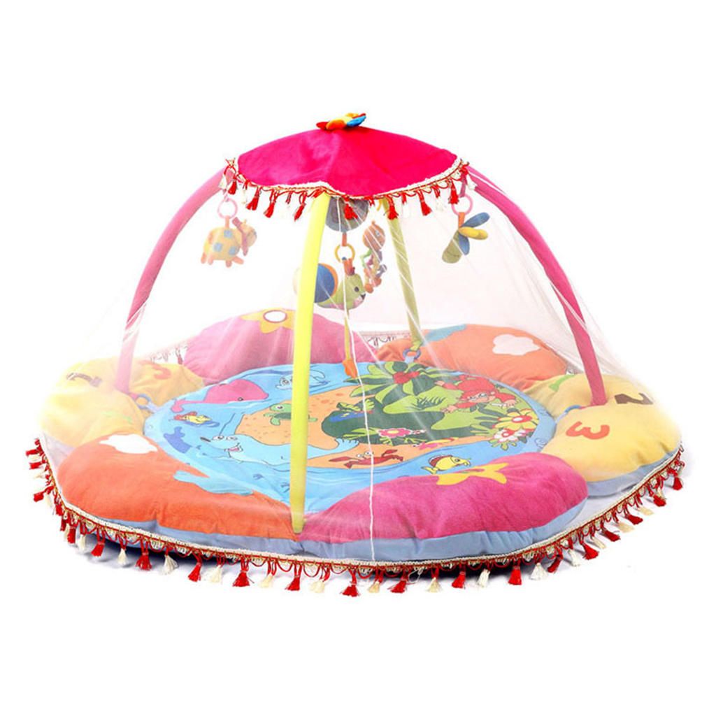 Infant Baby Playmat Activity Gym Soft Toys Tummy Time Pad Crawling Red