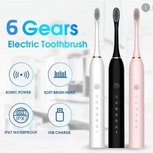 Waterproof Electric Toothbrush Sonic Vibration 6 Files Soft Fur USB Rechargeable