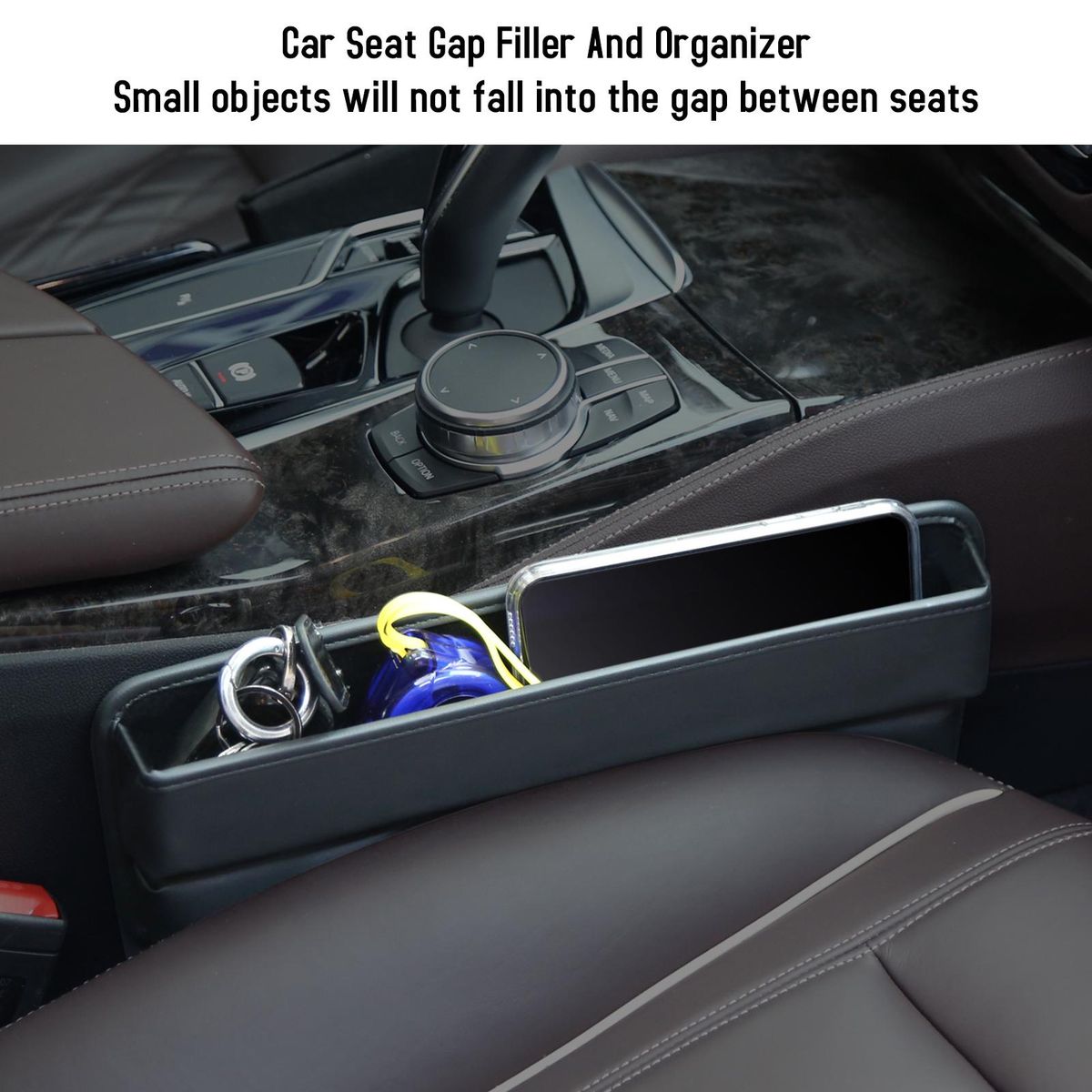 Car Seat Gap Filler Organizer, Multifunctional Car Seat Organizer, Auto Leather Storage Box for Holding Phones, Sunglasses