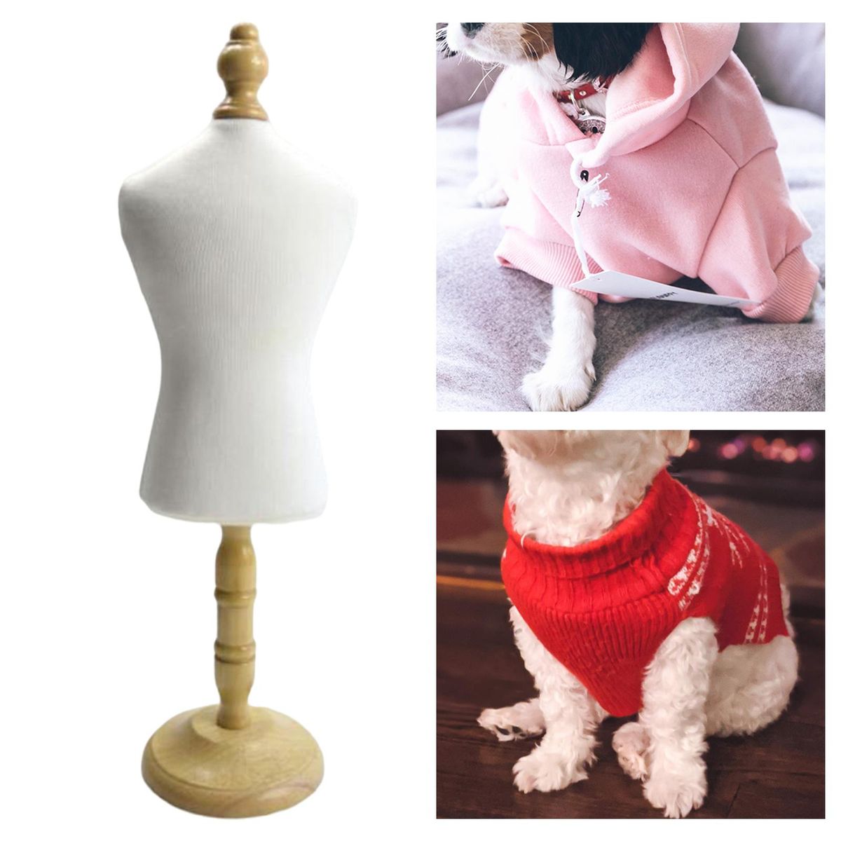 Wooden Dog Dress Form Annequin Pet Clothes Display Stand Bust Show M