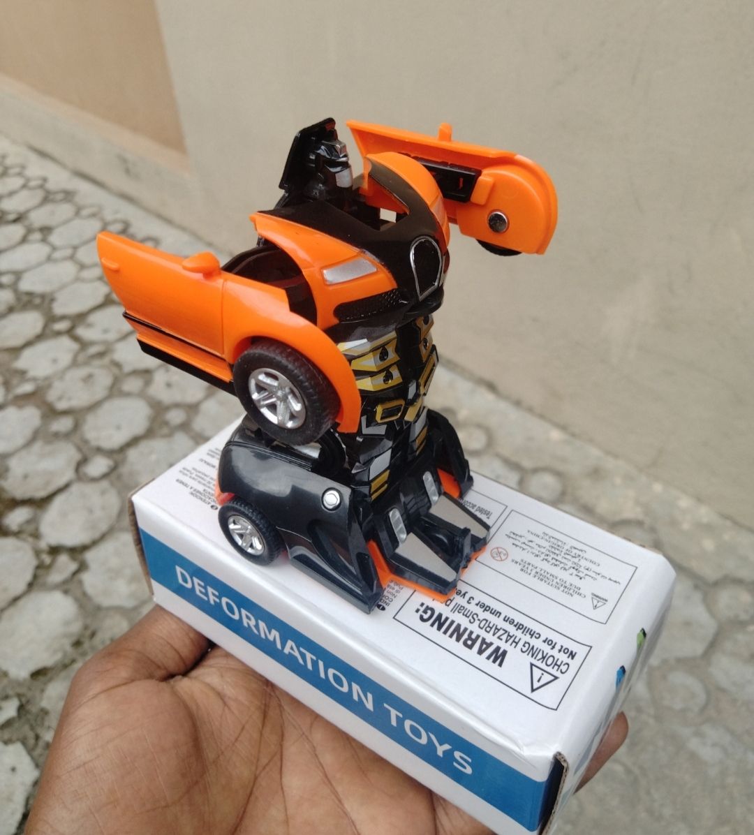 Car Inertial Transformer Robots Toy - Black And Orange