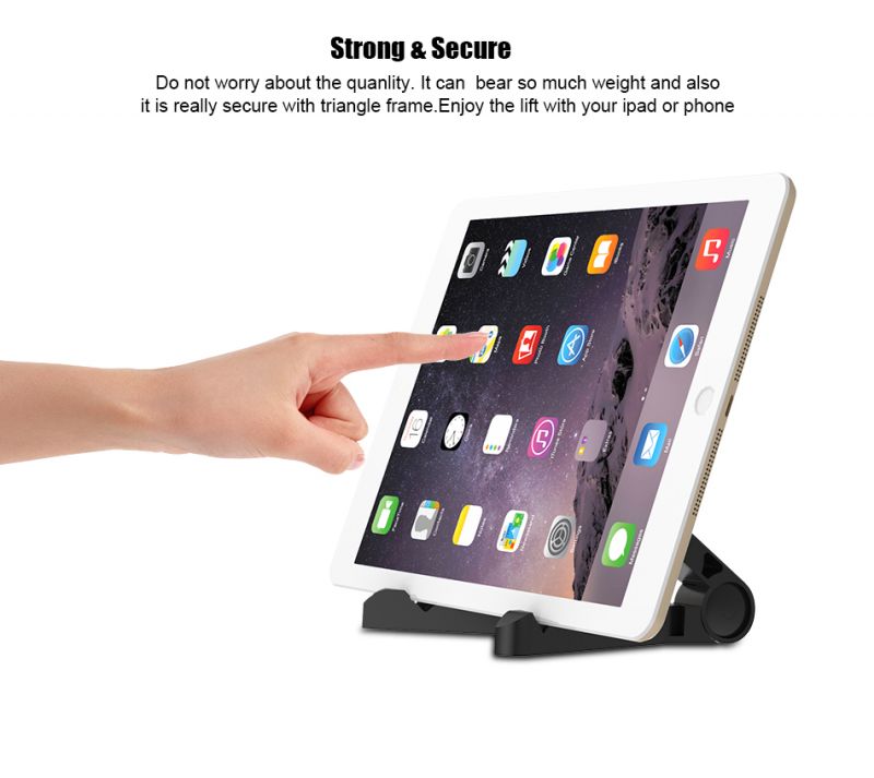 Mobile Phone Holder IPad Stand Tablet Adjustable Folding Portable Stand Black