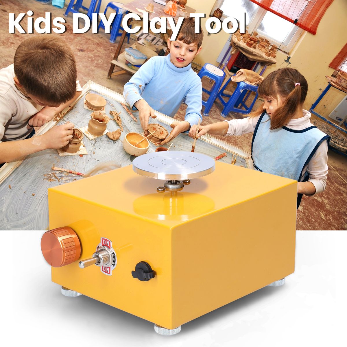 Kids DIY Clay Tool With Tray For Ceramic Work Mini Pottery