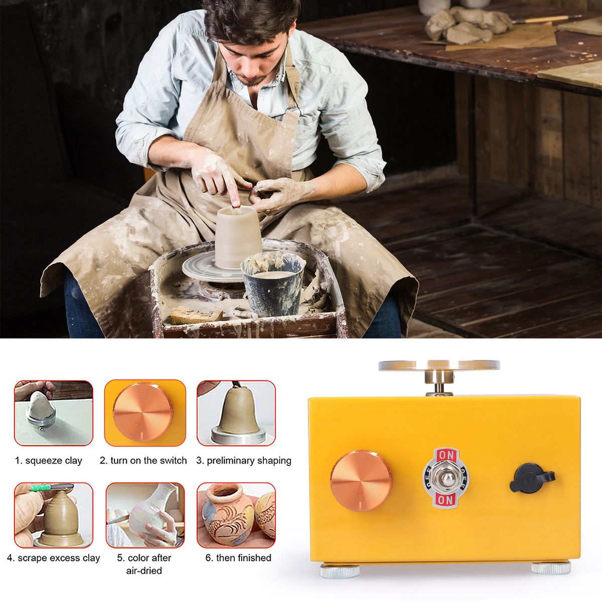 Kids DIY Clay Tool With Tray For Ceramic Work Mini Pottery