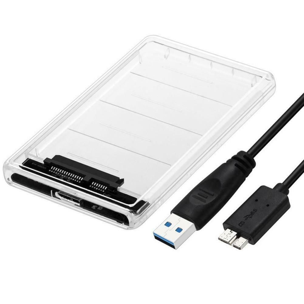 New High-Speed 2TB USB 3.0 to 2.5 Inch External Hard Drive SSD HDD Transparent Enclosure