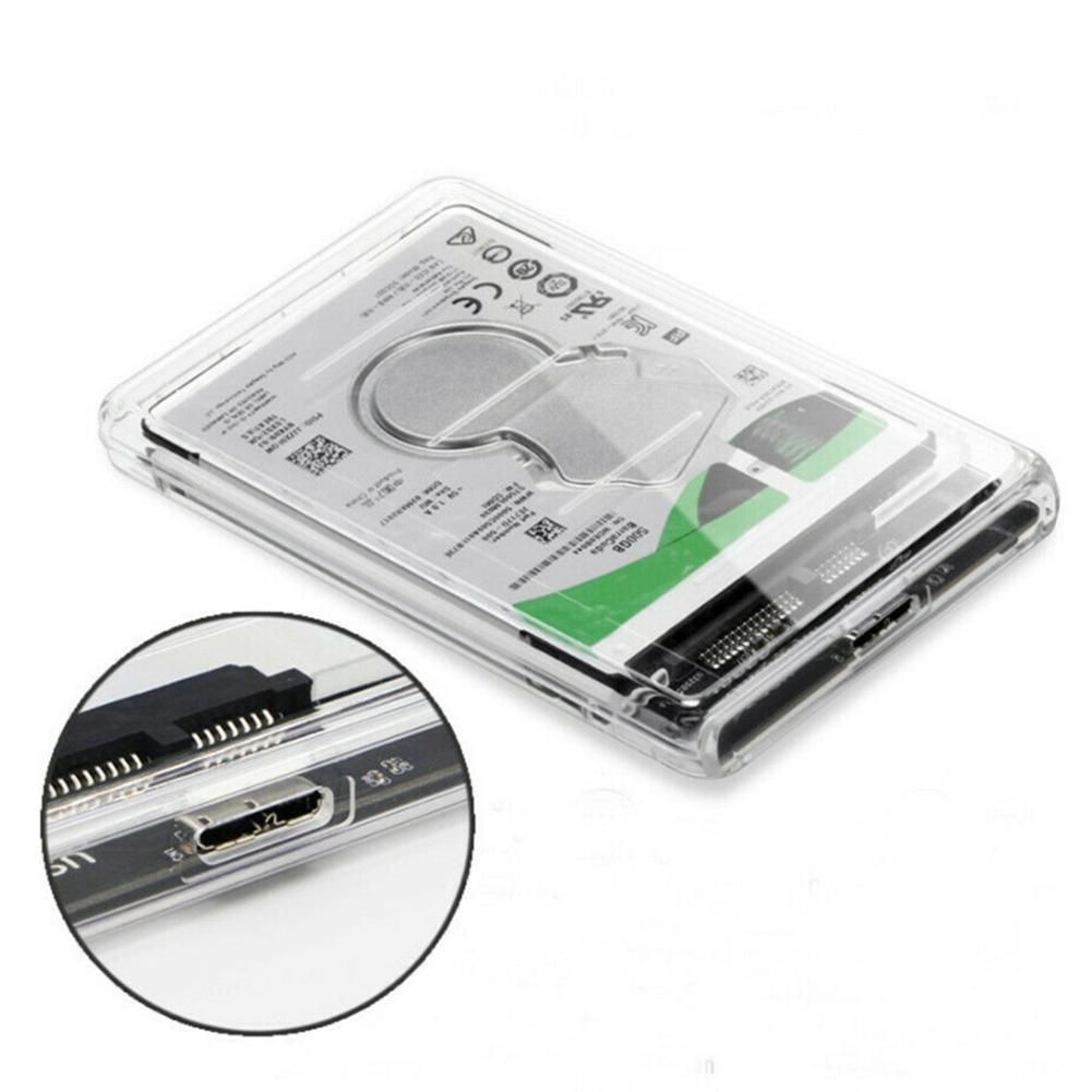 New High-Speed 2TB USB 3.0 to 2.5 Inch External Hard Drive SSD HDD Transparent Enclosure