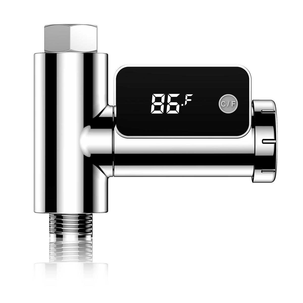 Digital Shower Thermometer Intelligent Water Temperature Meter Water Flow Power Thermometer Rotatable LED Display Screen Bath Water Temperature Monitor