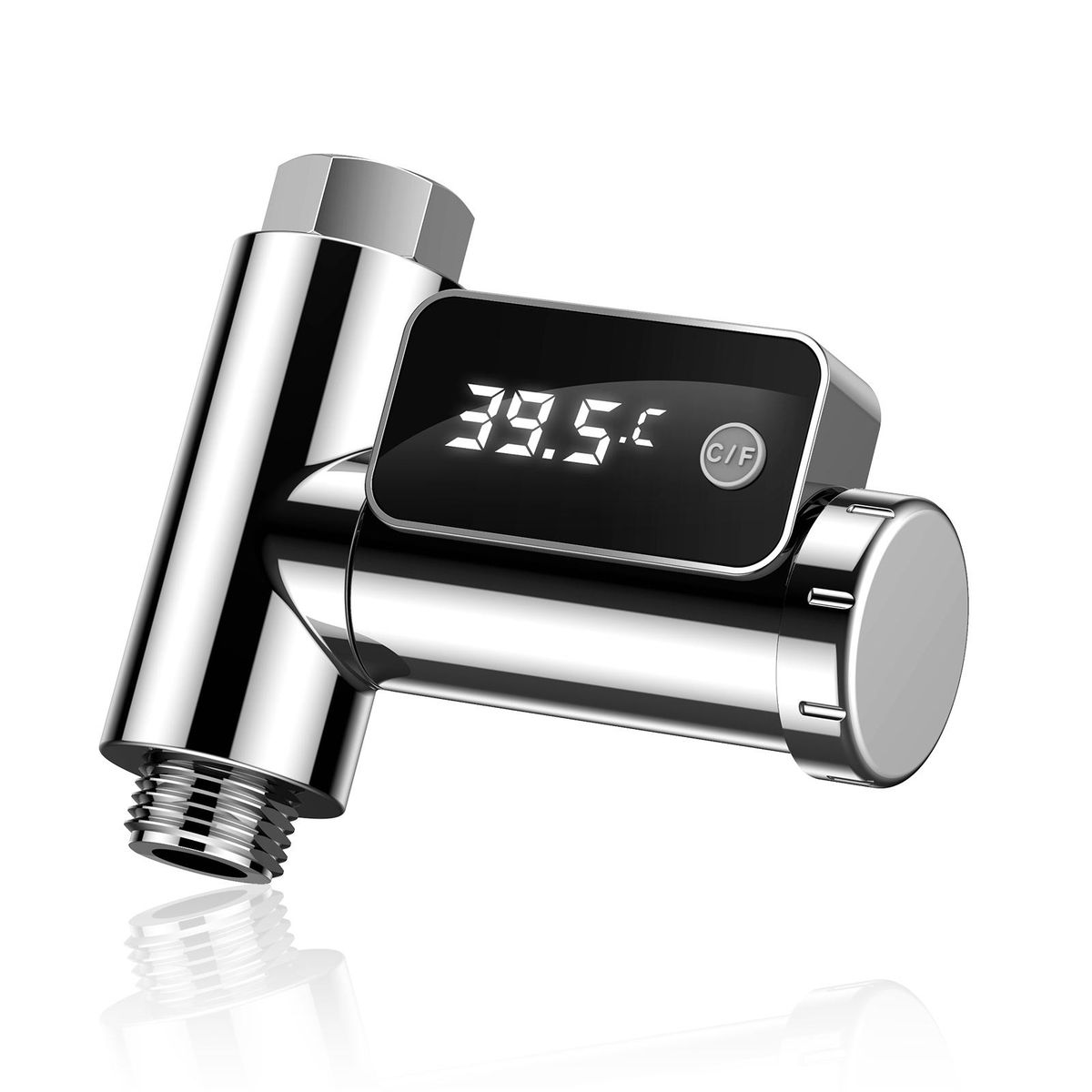 Digital Shower Thermometer Intelligent Water Temperature Meter Water Flow Power Thermometer Rotatable LED Display Screen Bath Water Temperature Monitor