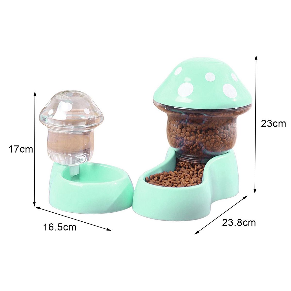 1 Set Dog Water Dispenser Mushroom Shape Pet Dog Cat Water Food Feeding Holder Green