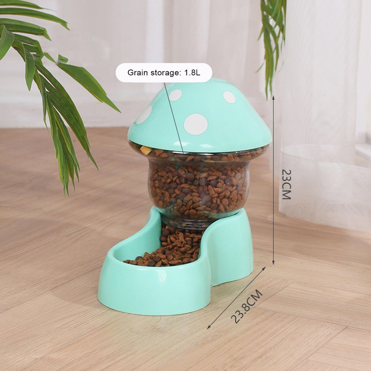 1 Set Dog Water Dispenser Mushroom Shape Pet Dog Cat Water Food Feeding Holder Green