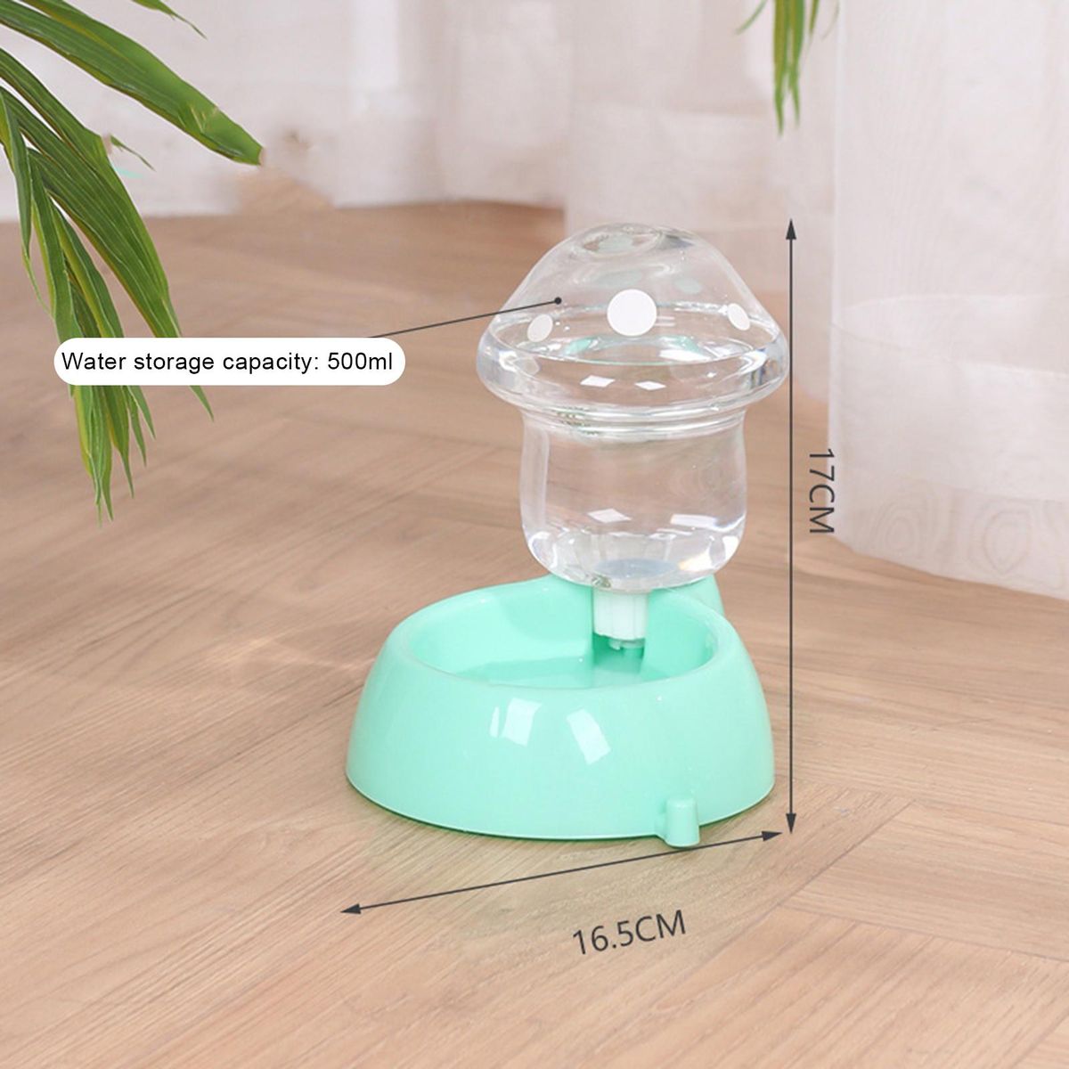 1 Set Dog Water Dispenser Mushroom Shape Pet Dog Cat Water Food Feeding Holder Green