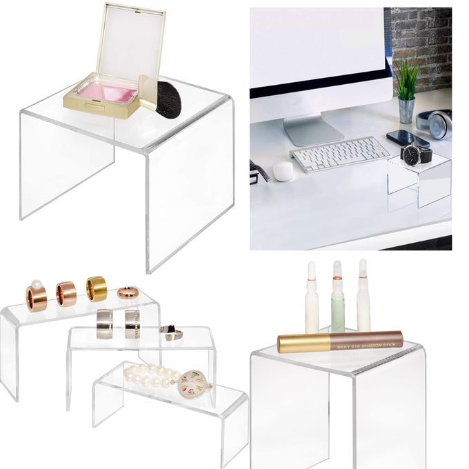Clear Acrylic Riser Counter Tabletop Jewellery Display Stand Showcase