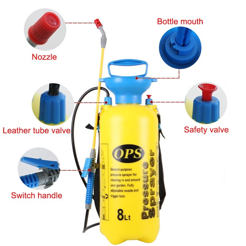 Pressure Sprayer Compressed Air Spray Garden Sprayer Pump Hand Pressure Watering Spray Garden Irrigation Car Clean 5L Copper Spray Bar