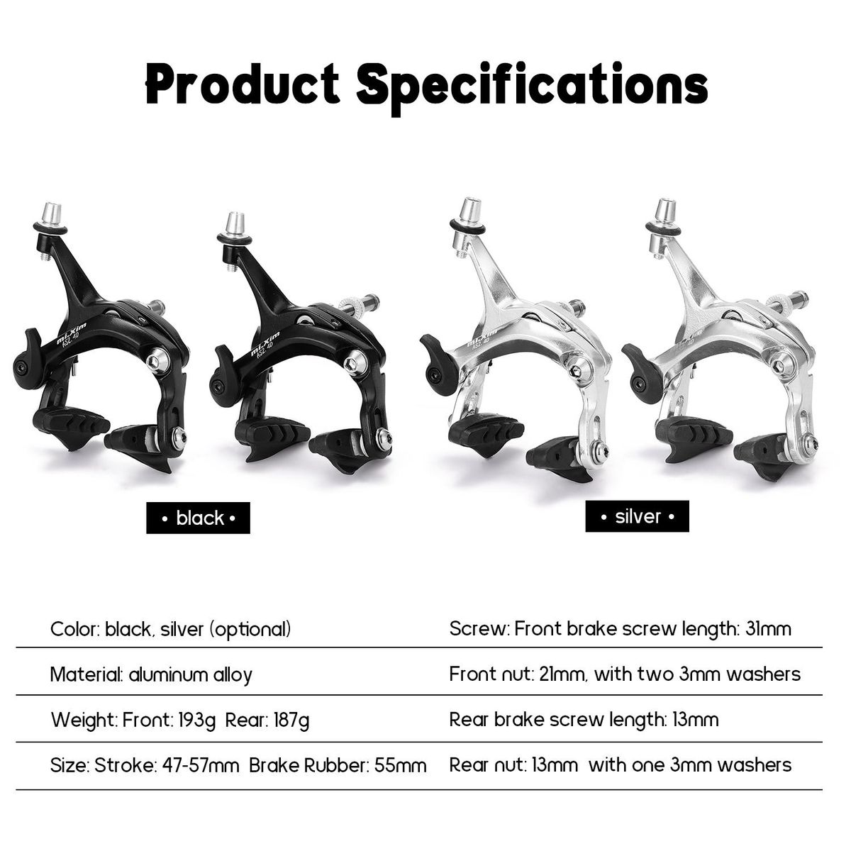 Bicycle Road Bike Brake Dual Pivot Caliper Brake for Road Bike Front Rear Caliper