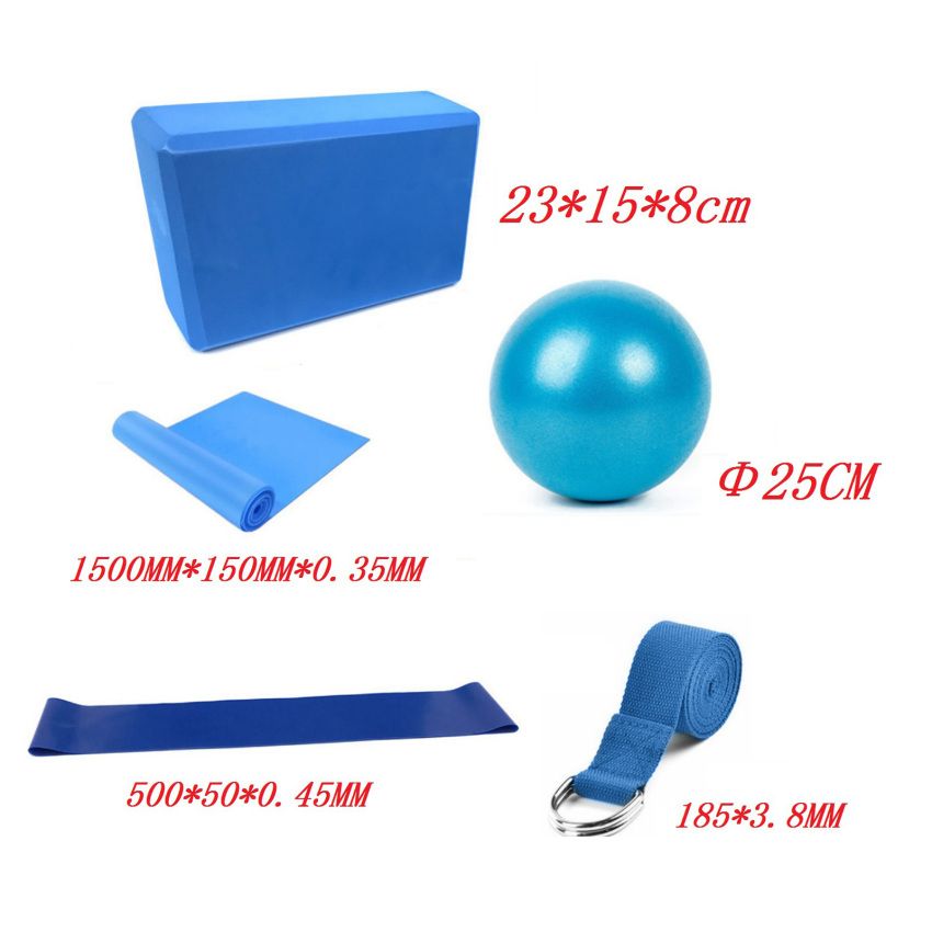 5pcs Yoga Blocks, Yoga Ball & Resistance Bands Set, Long