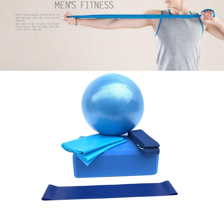 5pcs Yoga Blocks, Yoga Ball & Resistance Bands Set, Long