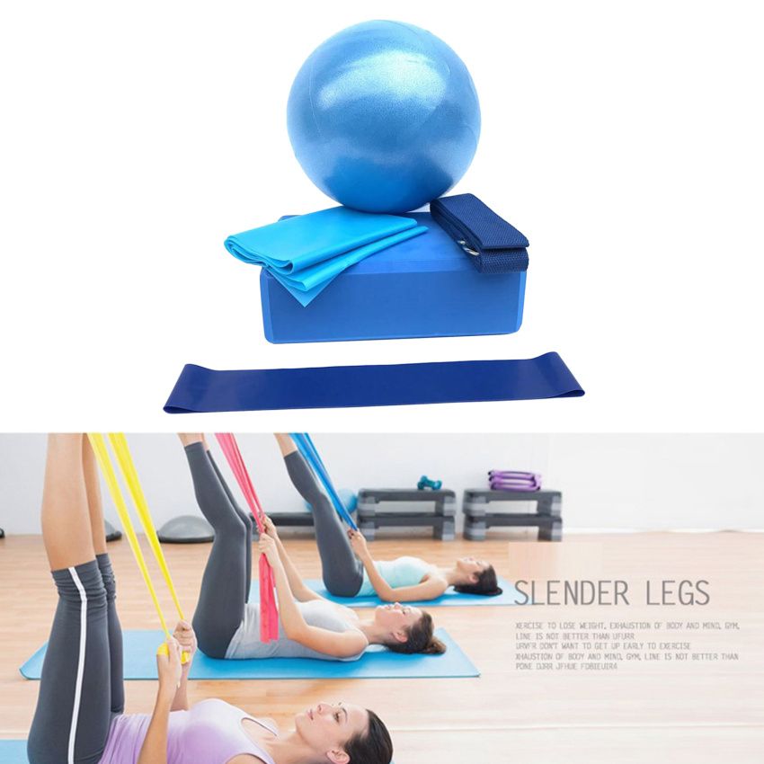 5pcs Yoga Blocks, Yoga Ball & Resistance Bands Set, Long