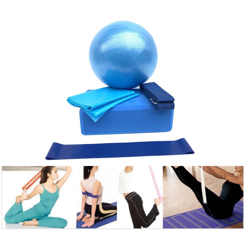 5pcs Yoga Blocks, Yoga Ball & Resistance Bands Set, Long