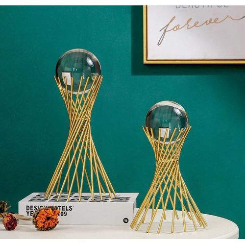 3D European Style Iron Art Tripod Crystal Ball And  Stand (one Each)