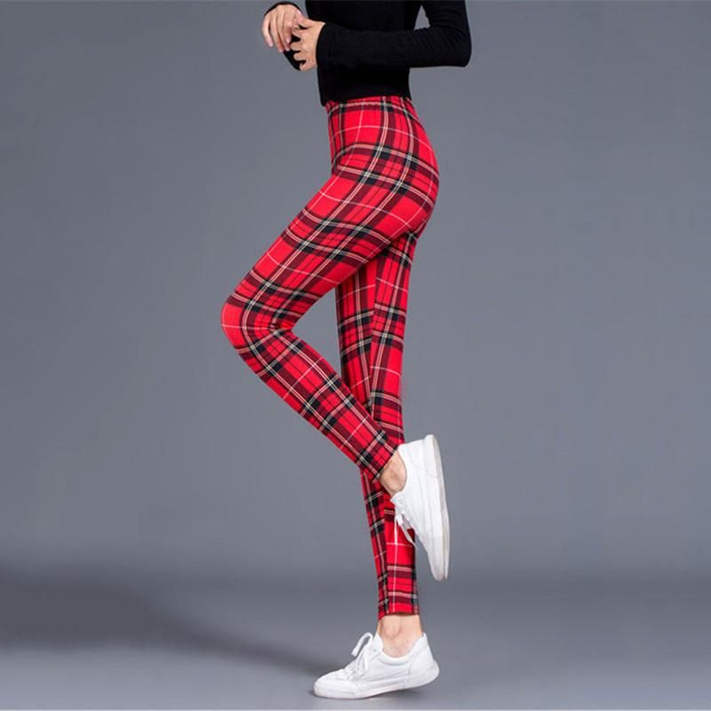 High waist yoga mesh for women Breathable checkered training clothing Elastic trousers from Realce-Black White Plaid