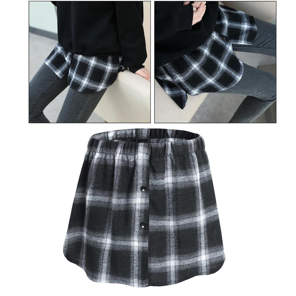 Half Skirt Girls Blouse Hemline Tail  Half Shirt Petticoat Black