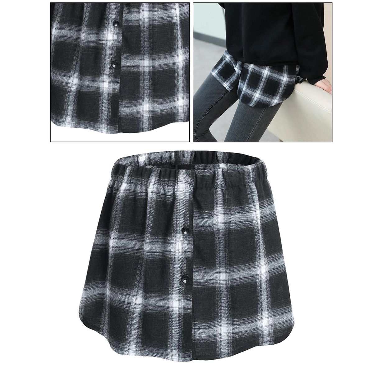 Half Skirt Girls Blouse Hemline Tail  Half Shirt Petticoat Black