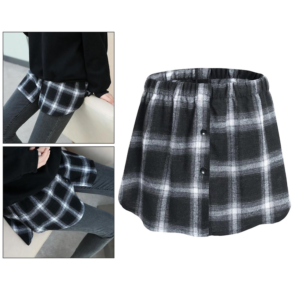 Half Skirt Girls Blouse Hemline Tail  Half Shirt Petticoat Black