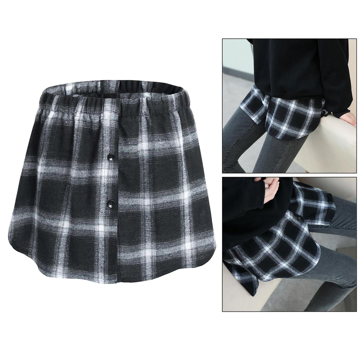 Half Skirt Girls Blouse Hemline Tail  Half Shirt Petticoat Black
