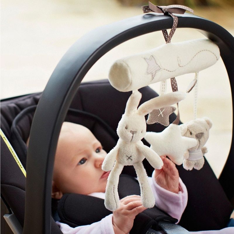 Peluche Lapin Mignon etoile -ne Bebe Musique Suspendue Decor De Chambre a Coucher Siege De Securite Jouet Poussette Accessoires Cadeaux Model 1