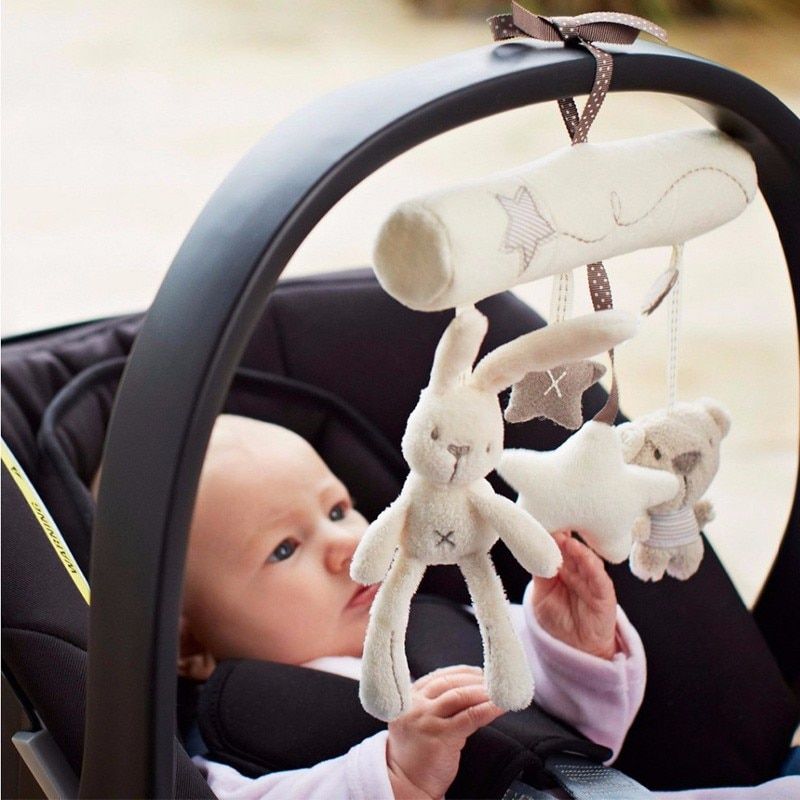 Peluche Lapin Mignon etoile -ne Bebe Musique Suspendue Decor De Chambre a Coucher Siege De Securite Jouet Poussette Accessoires Cadeaux Model 1