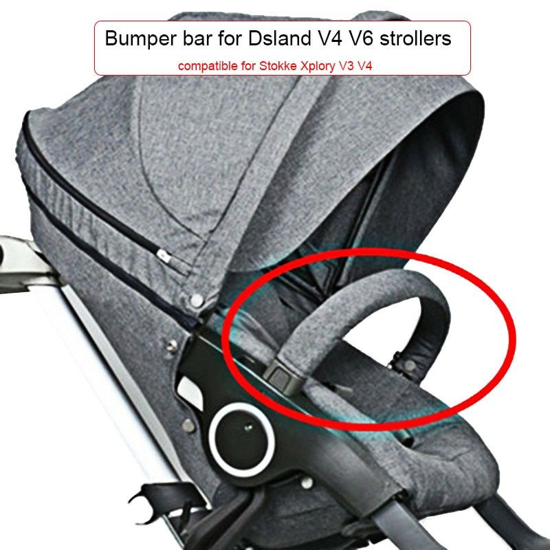 Barre De Pare-choc De Poussette Pour Stokke Xplory V3 V4 B-BEKO Dsland Baby Trolley Accoudoir Rampe Compatible Barre De Securite Cloture De Poussee For V3 V4-gray