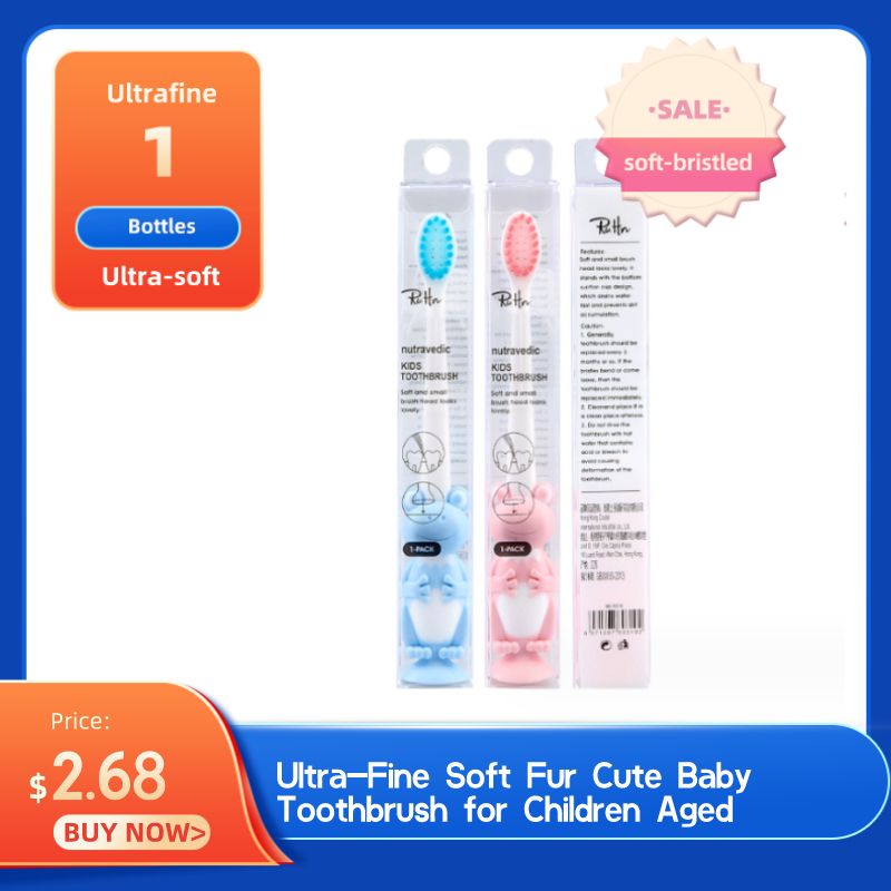 Ultra-Fine Soft Fur Cute Baby Toothbrush for Children Aged 6-12 Years with Cartoon Frog Design