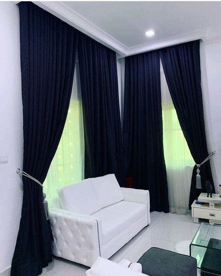 High Quality Plain Curtain -Navy Blue