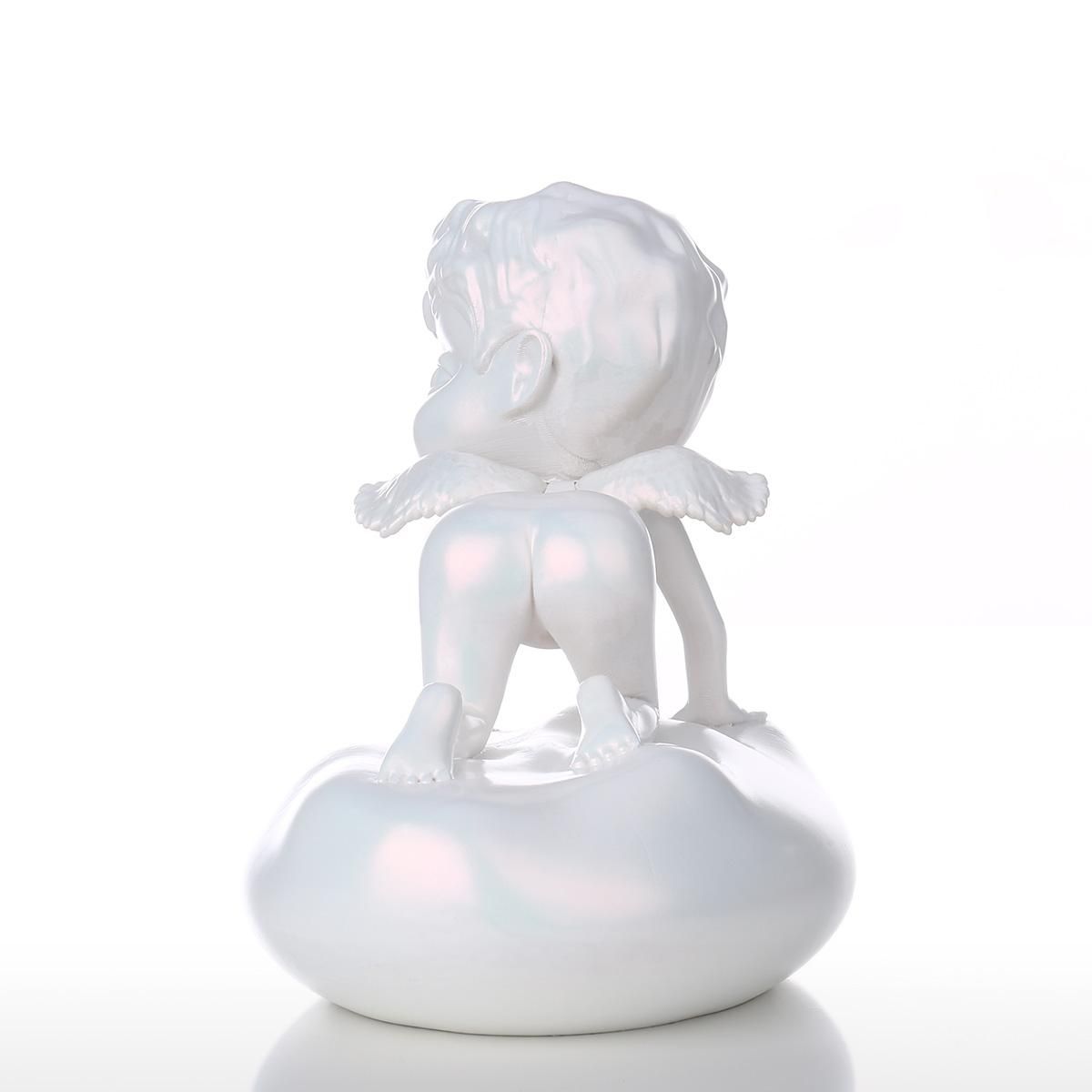 Tooarts Baby Angel Statue Resin Sculpture White Angel Statue Chameleon Paint Perfect Gift for Child Birthday or Mother's Day Home Decor