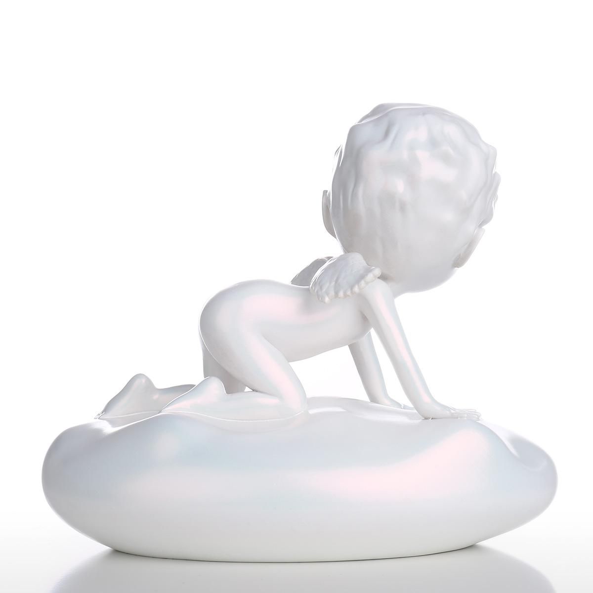 Tooarts Baby Angel Statue Resin Sculpture White Angel Statue Chameleon Paint Perfect Gift for Child Birthday or Mother's Day Home Decor