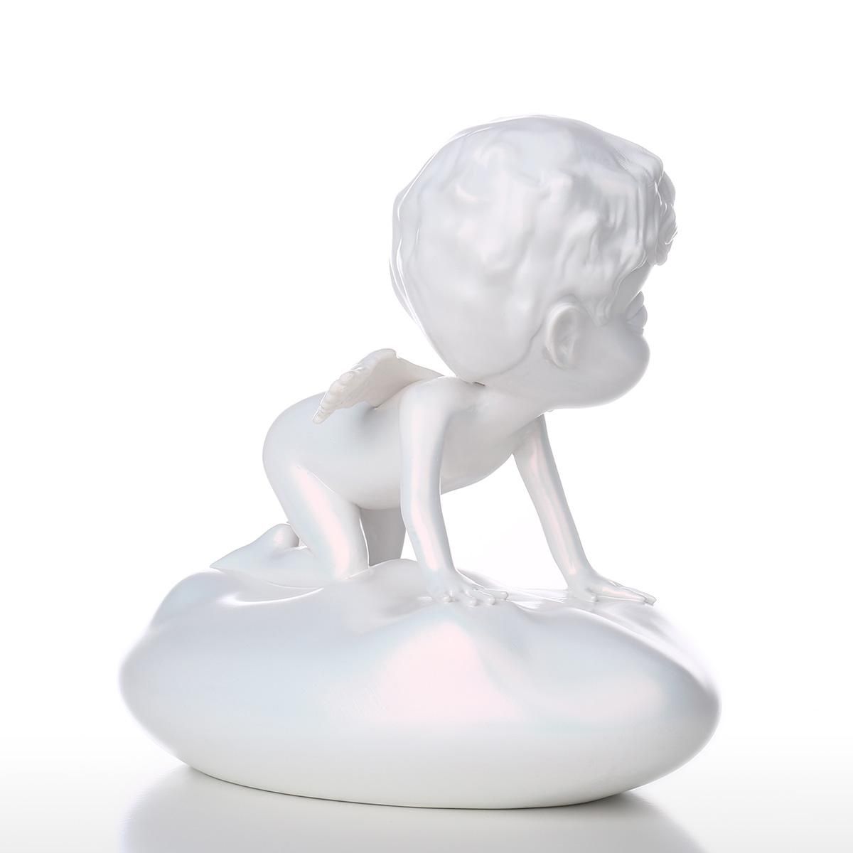 Tooarts Baby Angel Statue Resin Sculpture White Angel Statue Chameleon Paint Perfect Gift for Child Birthday or Mother's Day Home Decor