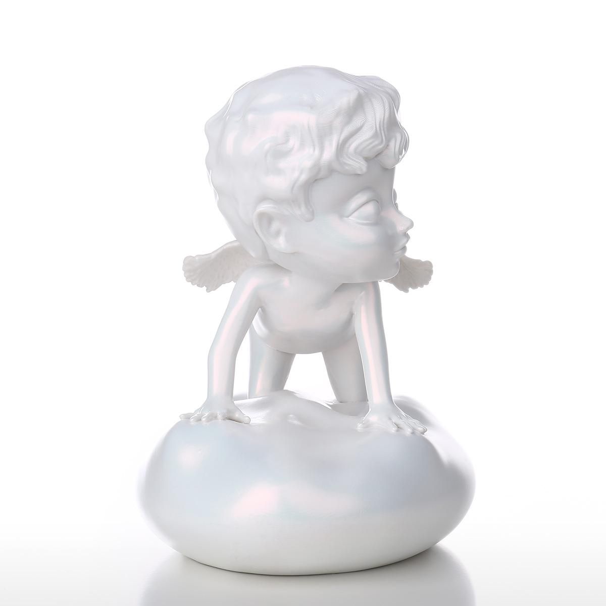 Tooarts Baby Angel Statue Resin Sculpture White Angel Statue Chameleon Paint Perfect Gift for Child Birthday or Mother's Day Home Decor