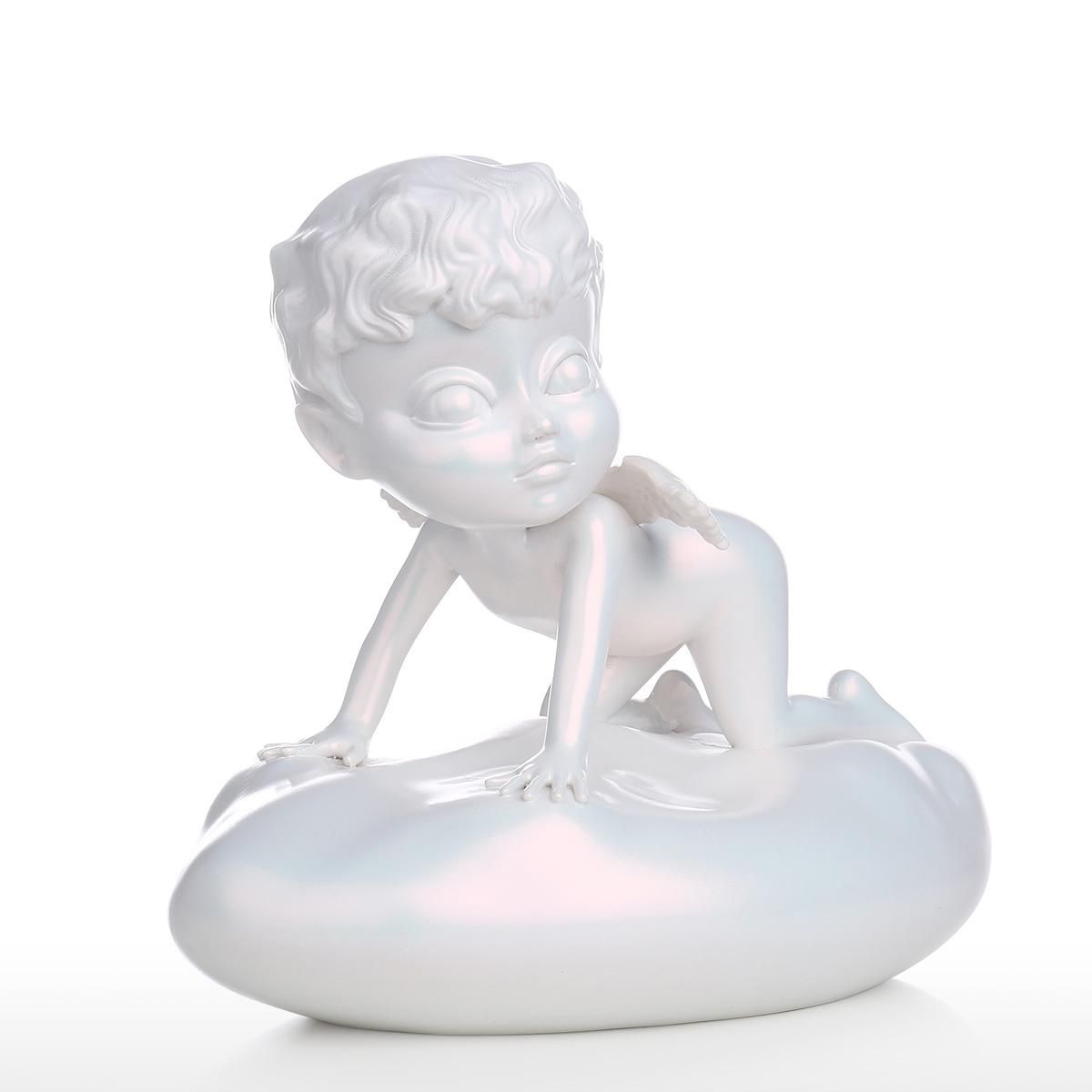 Tooarts Baby Angel Statue Resin Sculpture White Angel Statue Chameleon Paint Perfect Gift for Child Birthday or Mother's Day Home Decor